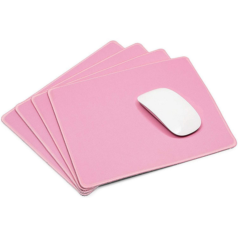 4 Pack Computer Mouse Pad Mousepad with Stitched Edges, Pink 11" x 8.7" Image