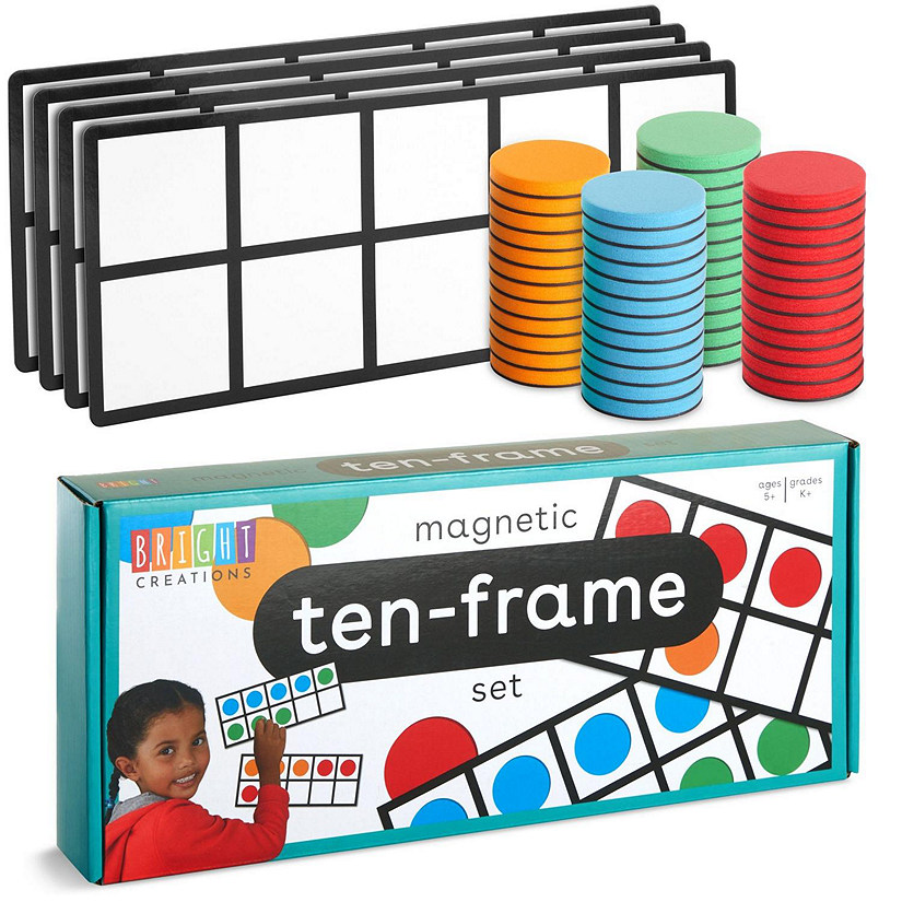 4 Pack Giant Magnetic Ten Frames with 48 Math Counters for Classroom Learning Image