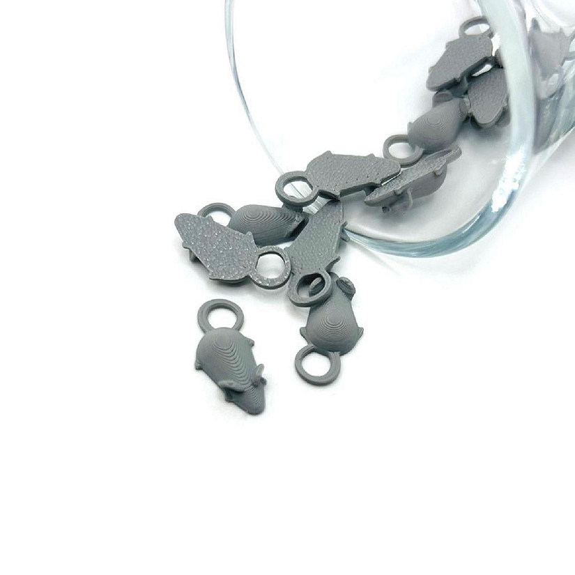 4 Pcs 3D Gray Mouse Rat Charms Image