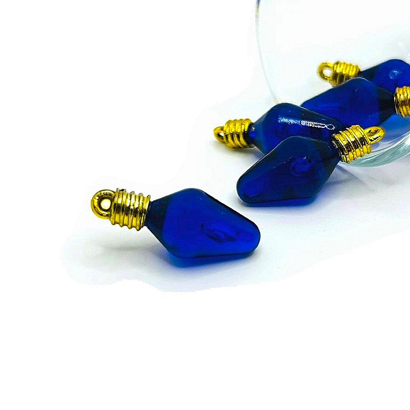 4 Pcs Blue Christmas Lightbulb Charms Image