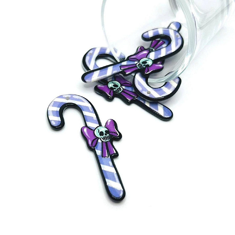 4 Pcs Christmas Candy Cane with Skulls Image