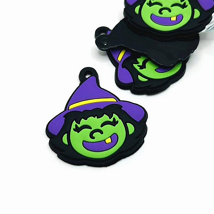 4 Pcs Cute PVC Plastic Witch Pendant Image