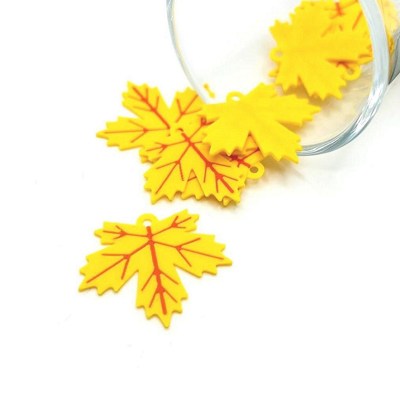 4 Pcs Fall Autumn Maple Leaf Charms Image