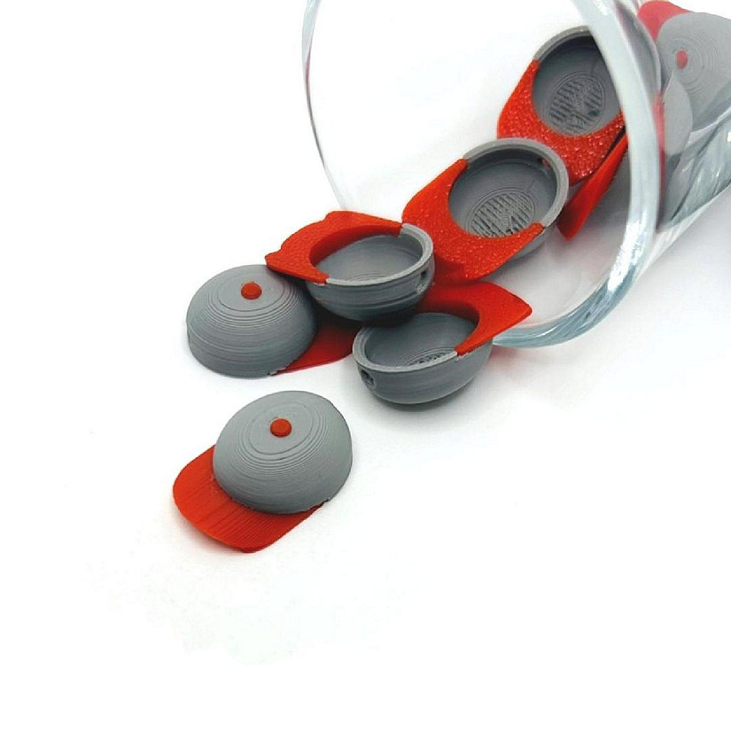 4 Pcs Gray Red Baseball Hat Charms Image