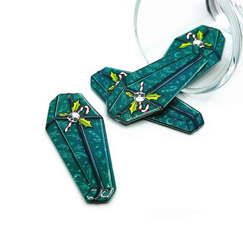 4 Pcs Green Christmas Coffin Charms Image