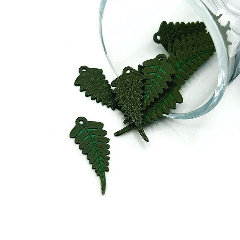 4 Pcs Green Fern Leaf Charms Image
