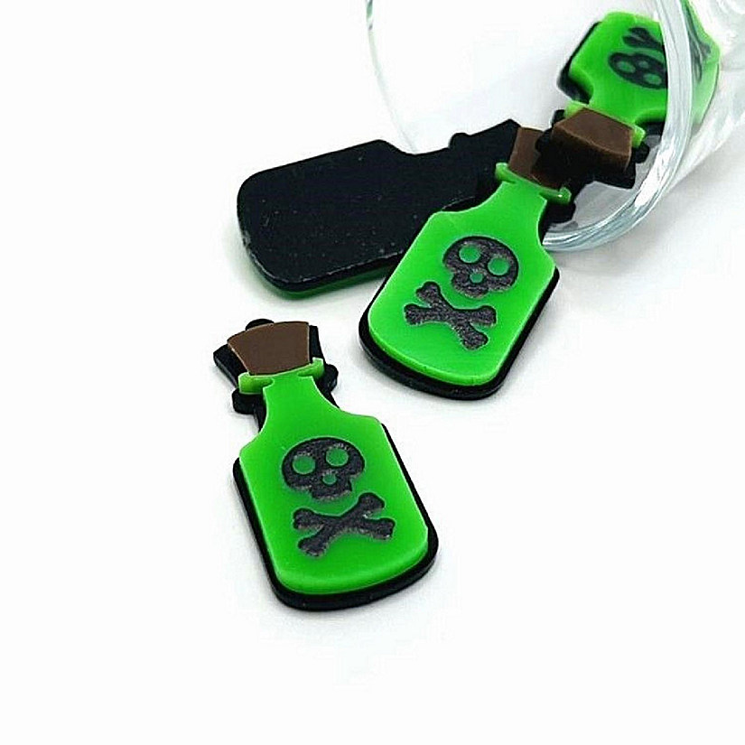 4 Pcs Green Poison Bottle Charms Image