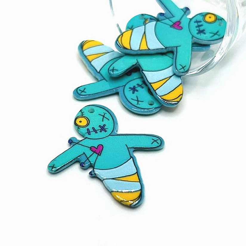 4 Pcs Halloween Blue Voodoo Doll Charms Image