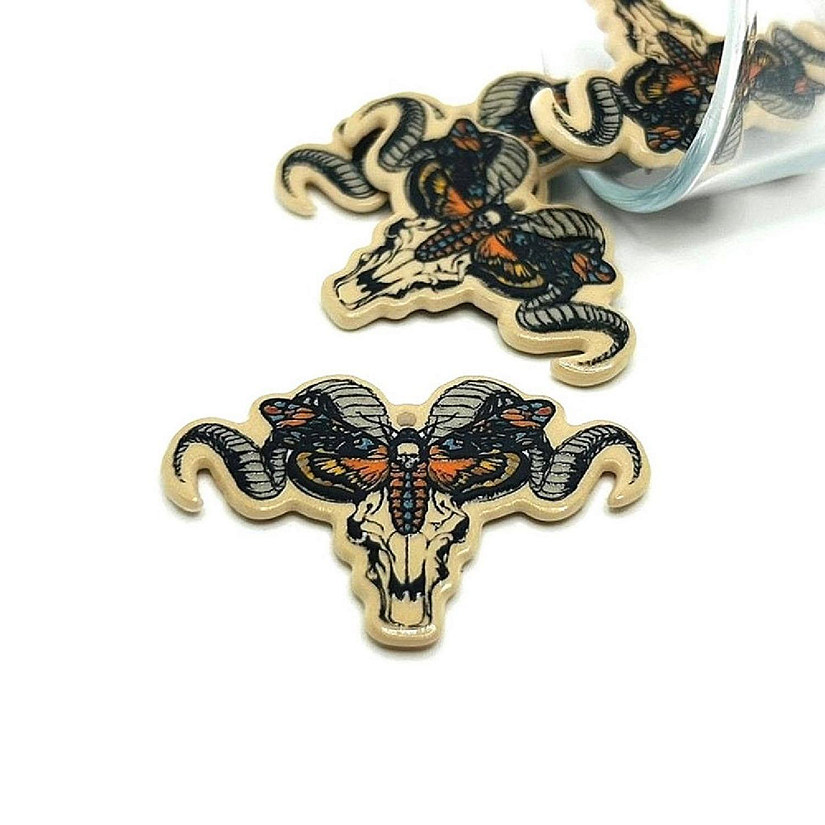 4 Pcs Halloween Ram Skull Moth Charms Image