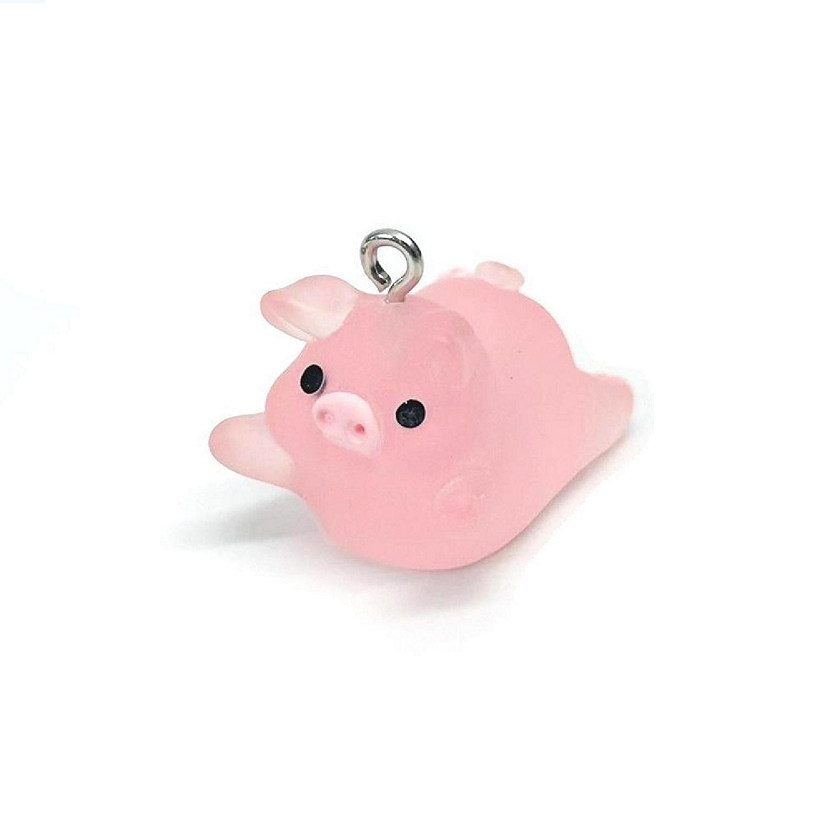 4 Pcs Pink Acrylic Pig Charms Image