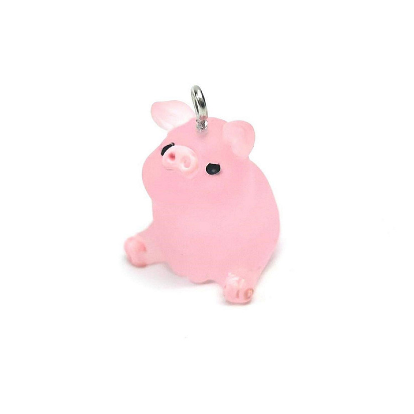 4 Pcs Pink Acrylic Pig Charms Image