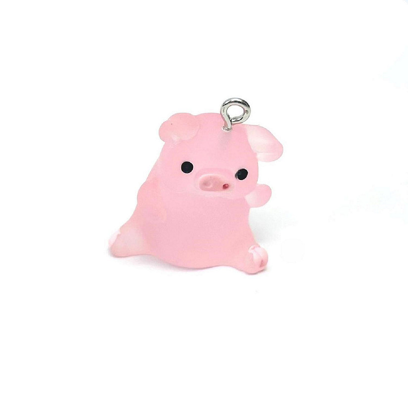 4 Pcs Pink Acrylic Pig Charms Image
