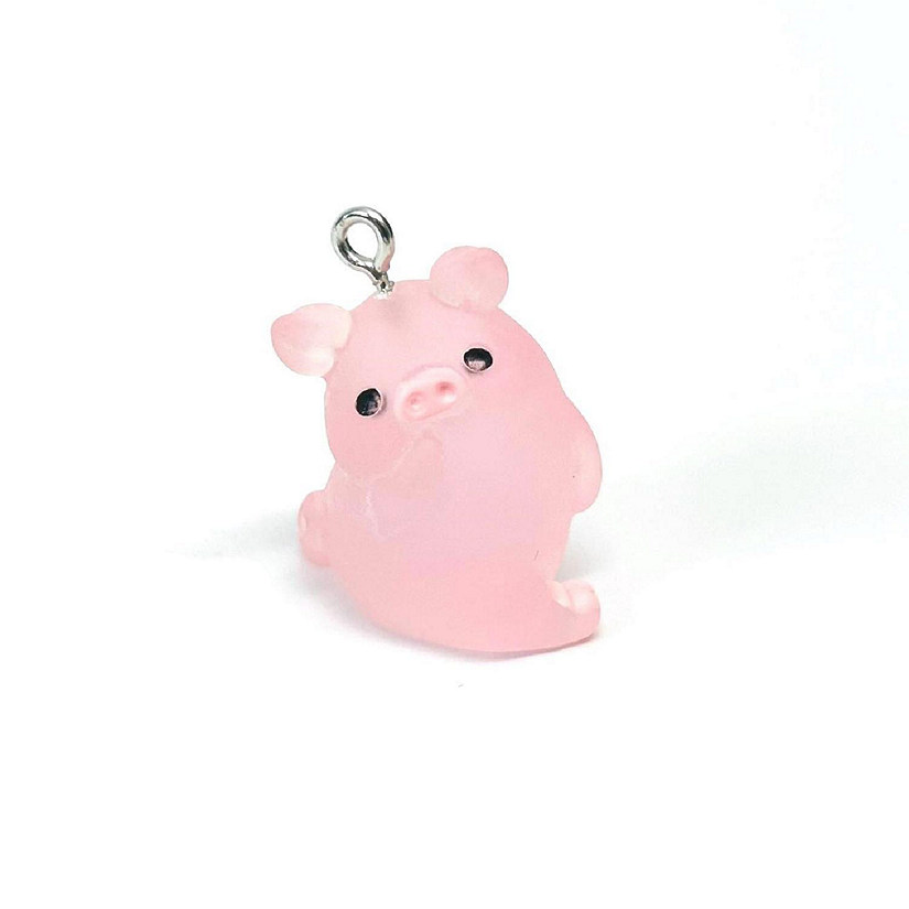4 Pcs Pink Acrylic Pig Charms Image