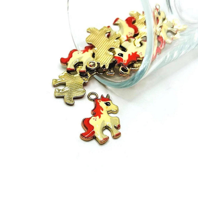 4 Pcs Pink and White Unicorn Charms Image