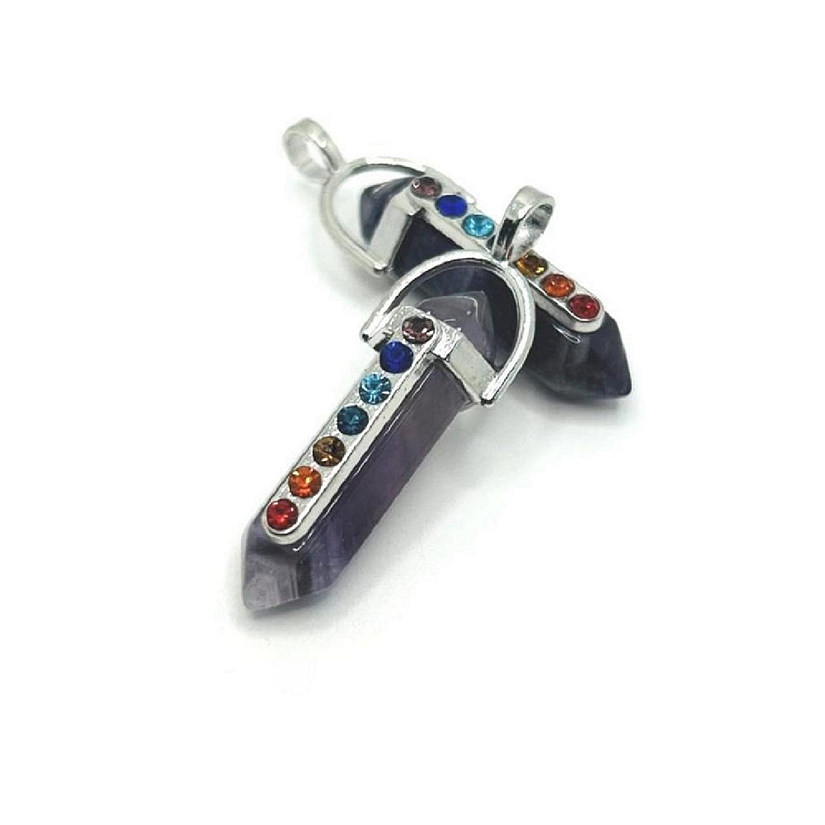 4 Pcs Purple Quartz with Chakra Stones Image