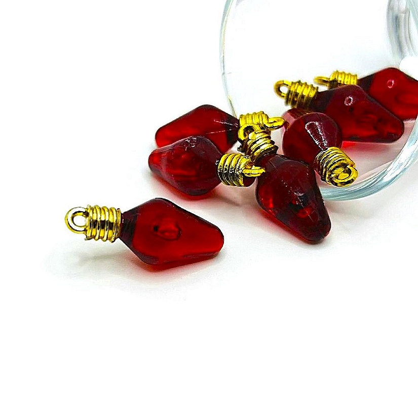 4 Pcs Red Christmas Lightbulb Charms Image