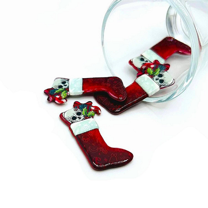 4 Pcs Red Christmas Stocking Charms Image