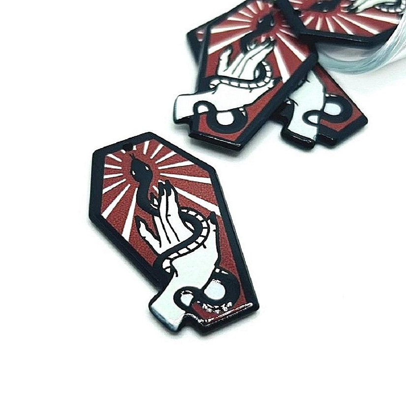4 Pcs Red Coffin with Snake Charms Image
