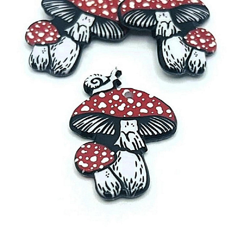 4 Pcs Red Mushroom with Snail Charms Image