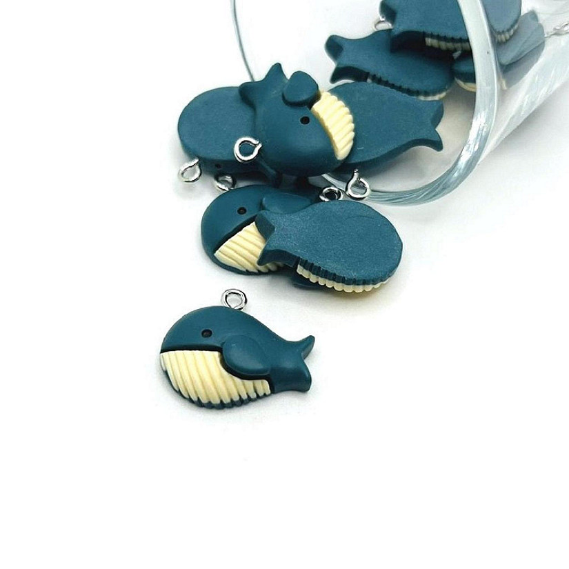 4 Pcs Resin Blue Whale Charm Pendants Image