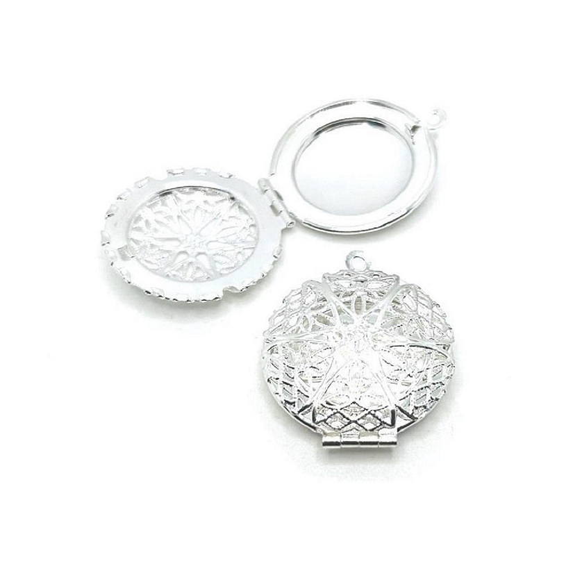 4 Pcs Silver Filigree Diffuser Lockets Image