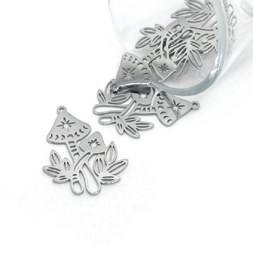 4 Pcs Steel Mushroom Pendants Image