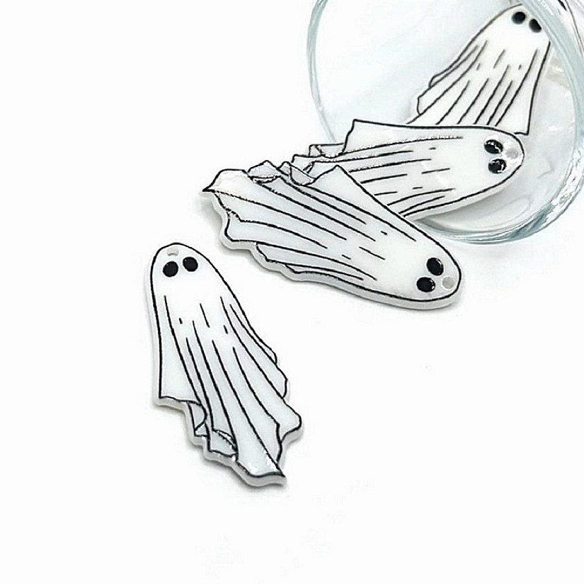 4 Pcs White Goth Ghost Halloween Charms Image