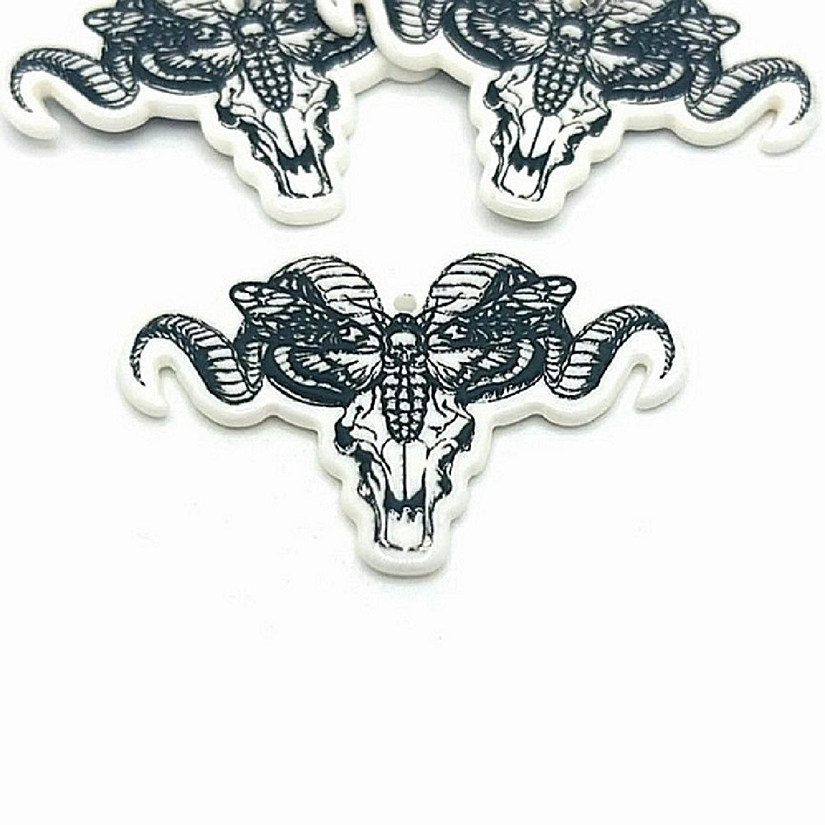 4 Pcs White Ram Skull Charms Image