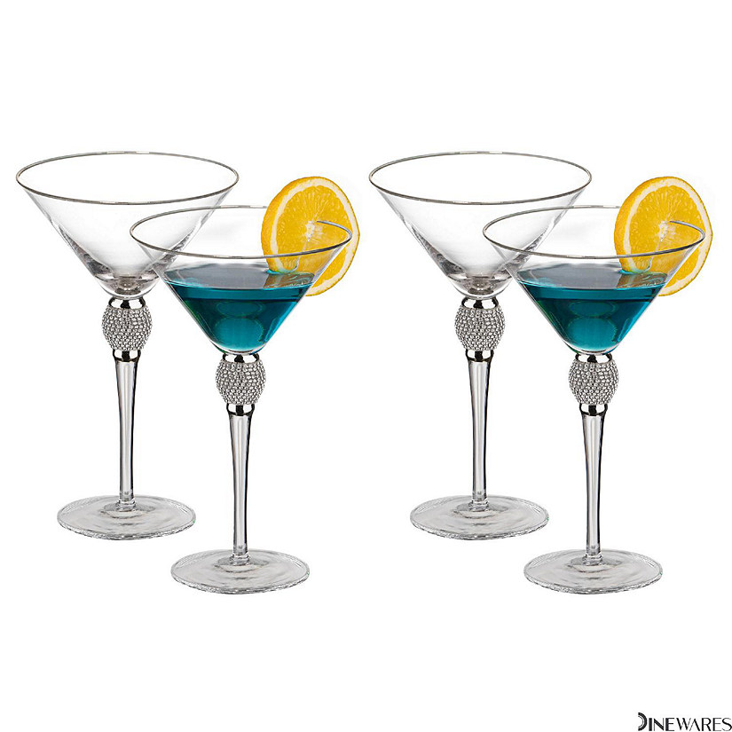 4 Piece Martini Glasses with SilverRim Image