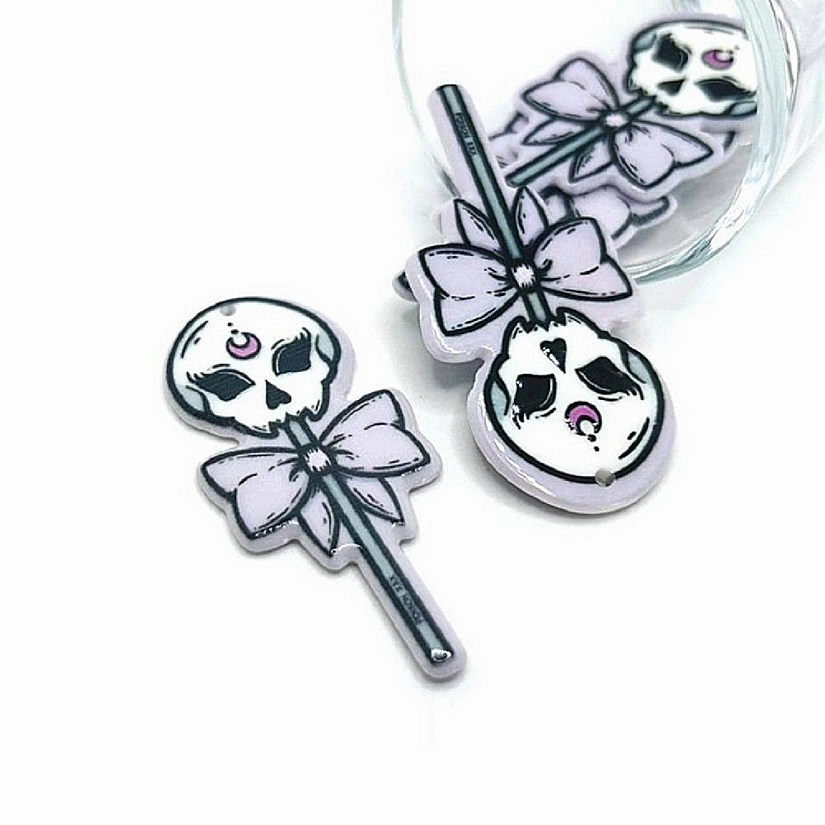 4 Pieces Halloween Skull Lollipop Charm Image