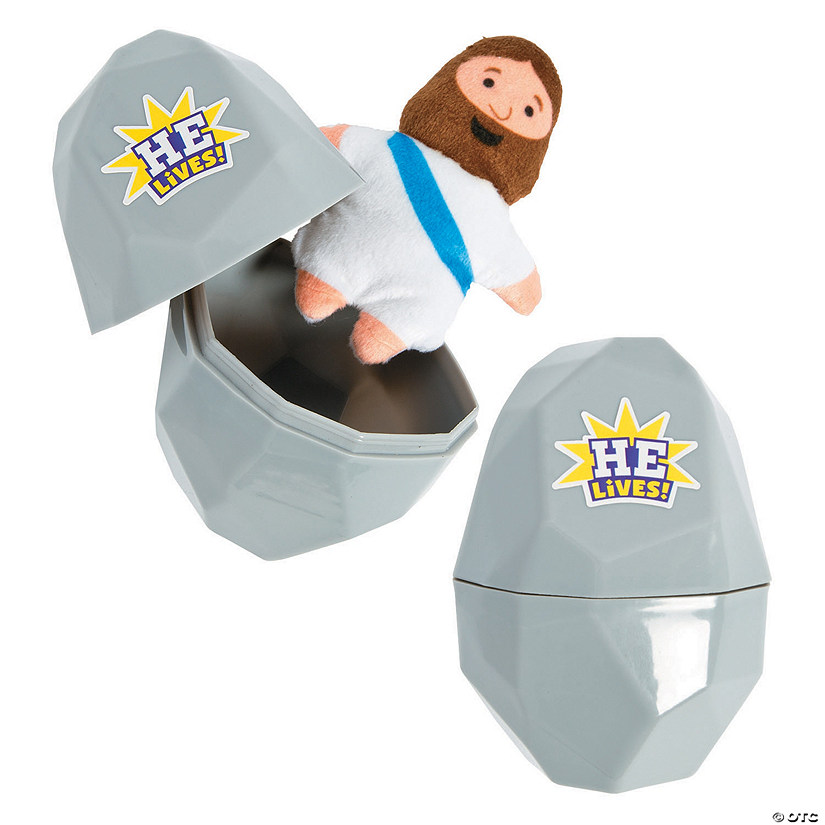 4" Religious Easter Egg Tomb with Mini Stuffed Jesus Character - 24 Pc. Image