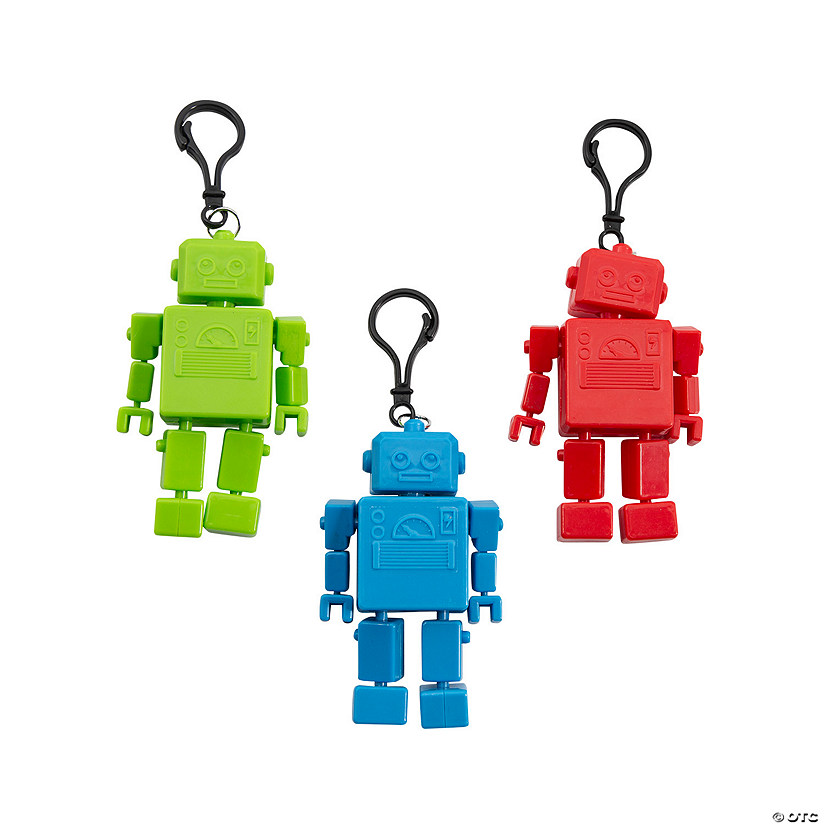 4" Robot Articulated Fidget Toy Backpack Clips - 6 Pc. Image