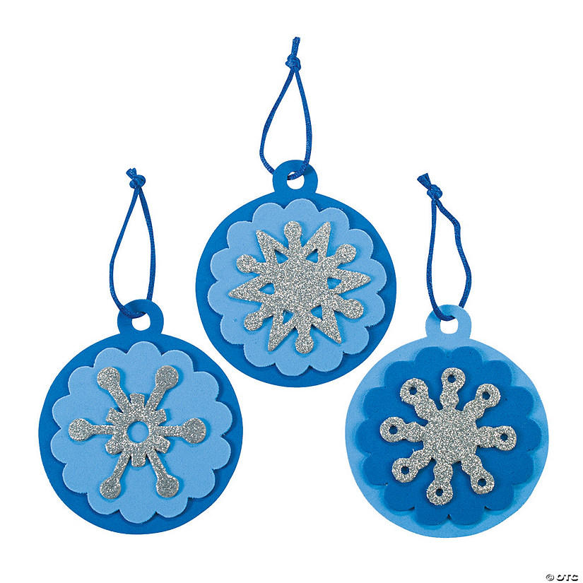 4" Round Snowflake Christmas Ornament Foam Craft Kit - Makes 12 Image