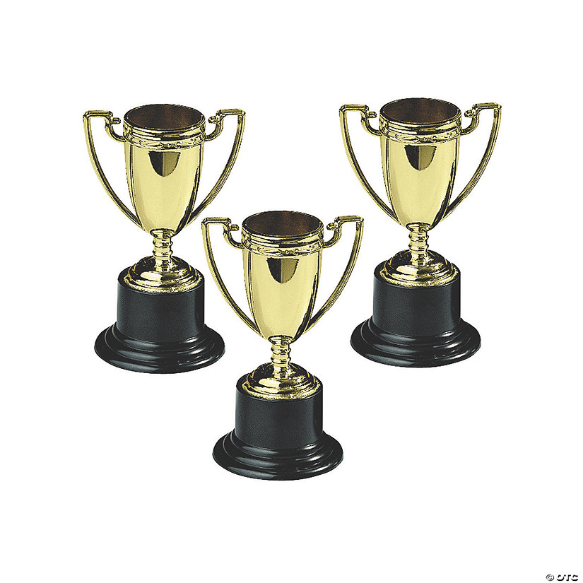 4" Small Goldtone Cup-Style Trophies on Round Black Base - 24 Pc. Image