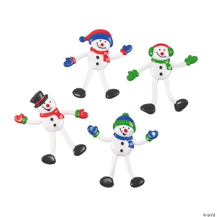 4" Snowman with Headwear and Scarf White Vinyl Bendables - 24 Pc. Image