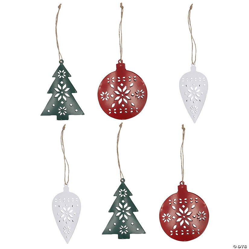 4" Solid Color Snowflake Cutout Metal Ornaments &amp;#8211; 6 Pc.     Image