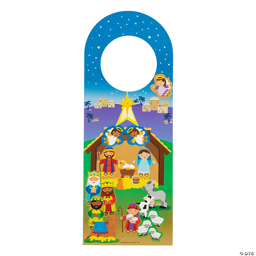 4" x 10 1/2" Nativity Doorknob Hanger Paper Repositionable Sticker Scenes - 12 Pc. Image