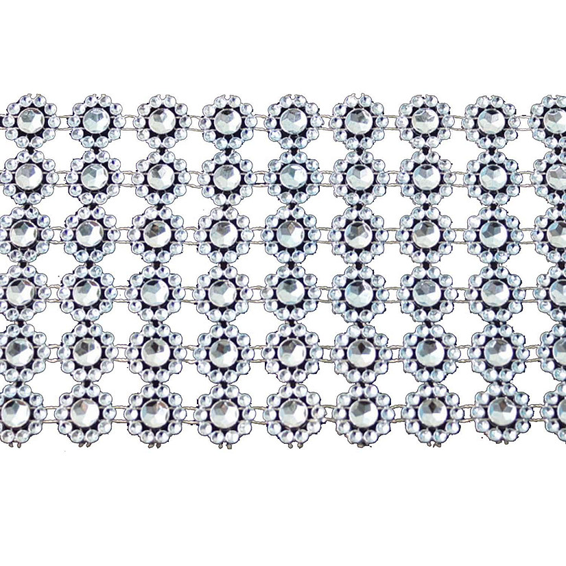 4" x 10 yards 30FT Blue Flower Mesh Wrap Image