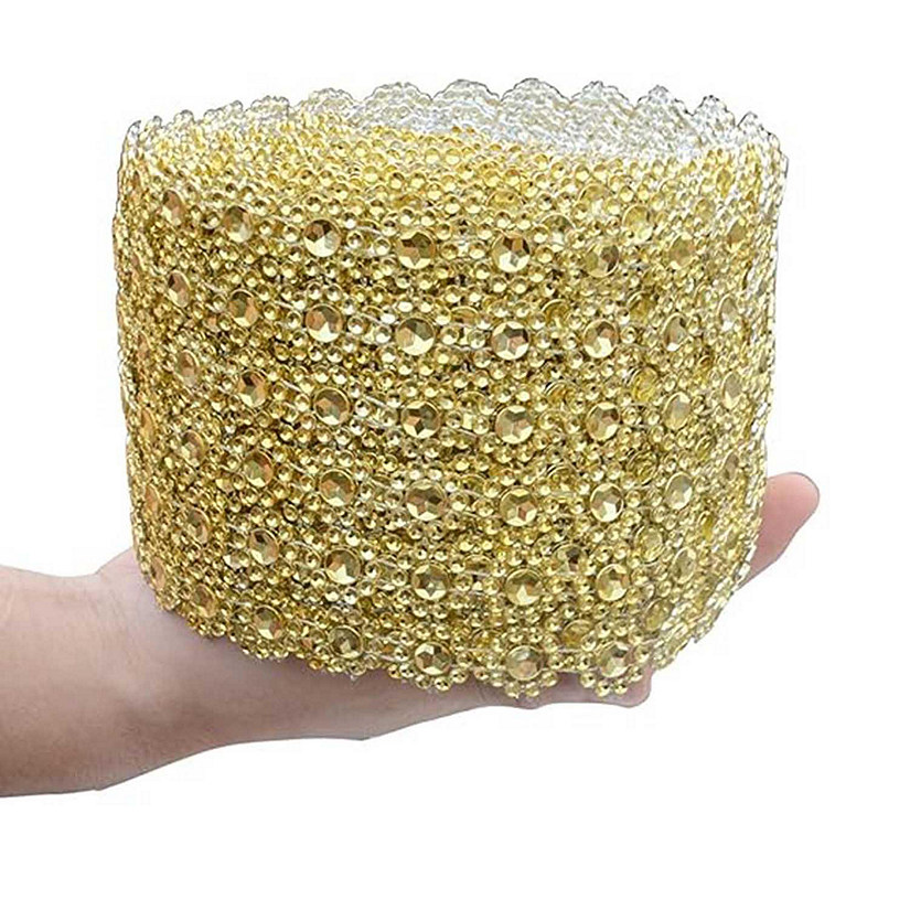 4" x 10 yards 30FT Gold Flower Mesh Wrap Image