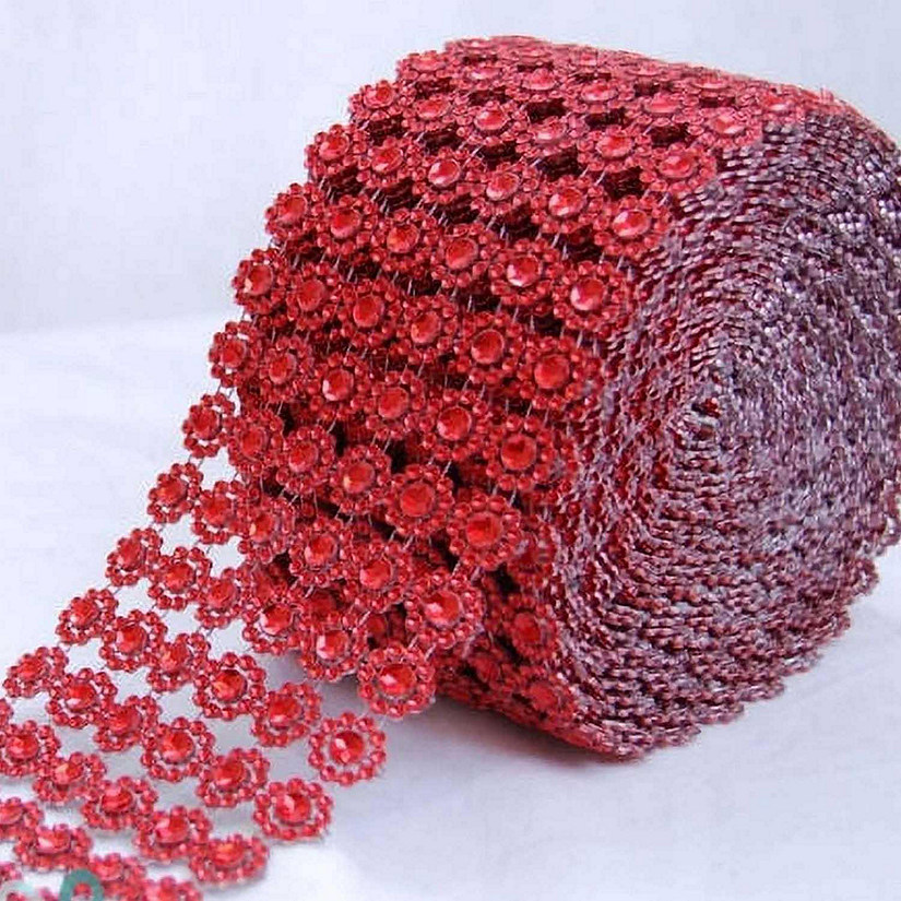 4" x 10 yards 30FT Red Flower Mesh Wrap Image