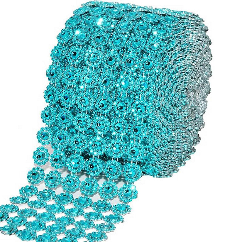 4" x 10 yards 30FT Turquoise Flower Mesh Wrap Image