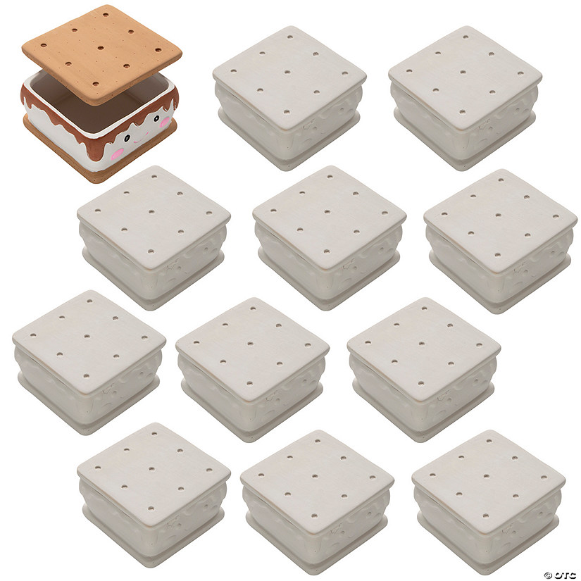 4&quot; x 2 1/2&quot; DIY Unglazed Ceramic Smiling S'more Boxes &amp;#8211; 12 Pc.  Image