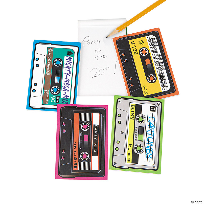 4" x 2 3/4" Cassette-Shaped Multicolor Paper Notepads - 24 Pc. Image