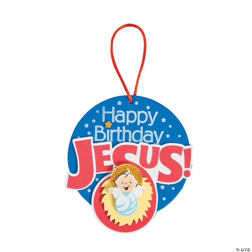 4" x 3 1/2" Happy Birthday Jesus Manger Christmas Ornament Craft Kit - Makes 12 Image