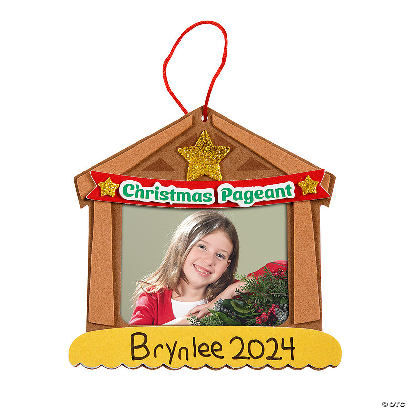 4&quot; x 4&quot; Christmas Pageant Picture Frame Ornament Foam Craft Kit - Makes 12 Image