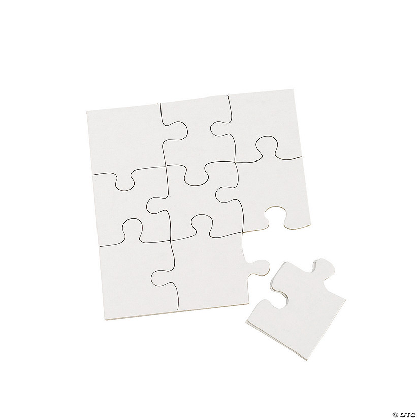 4" x 4" DIY White Cardboard Puzzle Craft Activities - 24 Pc. Image
