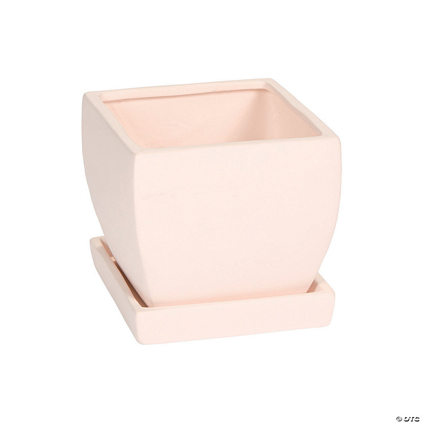 4" x 4" DIY White Ceramic Square Flower Pot Painting Crafts - 12 Pc. Image