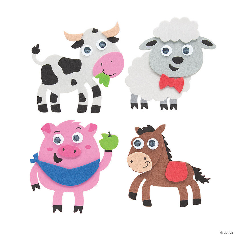 4" x 4" Farm Animal Cow, Sheep, Pig & Horse Magnet Craft Kit - Makes 12 Image