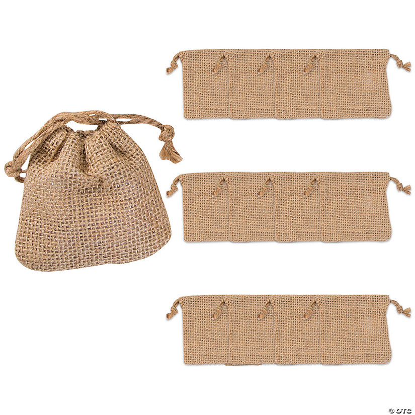 4" x 4" Mini Burlap Drawstring Treat Bags - 12 Pc. Image