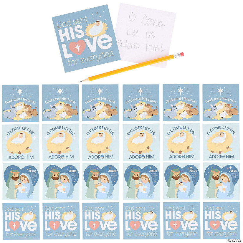 4&quot; x 4&quot; Religious Simple Blessings Nativity Paper Notepads &amp;#8211; 24 Pc. Image